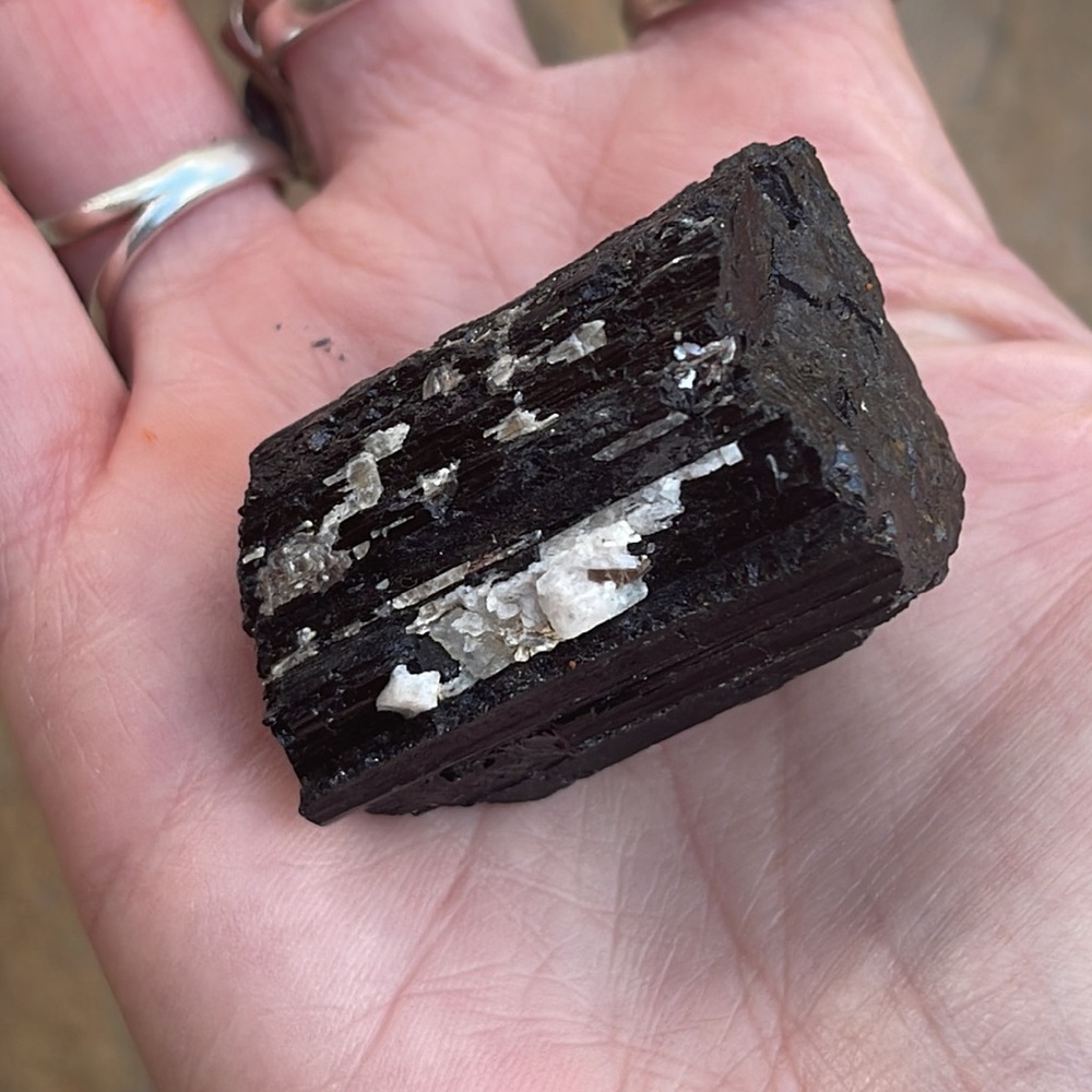New Black Tourmaline Natural Crystal Form White Quartz Delicate Stone 65.3g - Picture 17 of 17